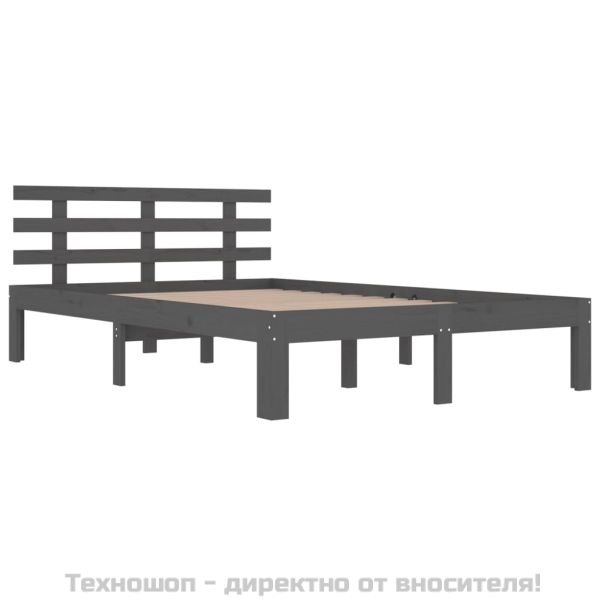 Рамка за легло, сива, дърво масив, 200x200 см