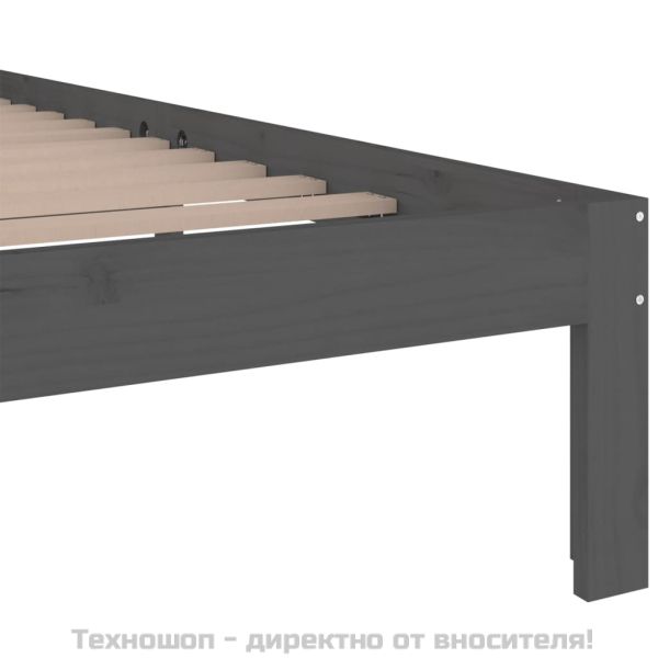Рамка за легло, сива, дърво масив, 200x200 см