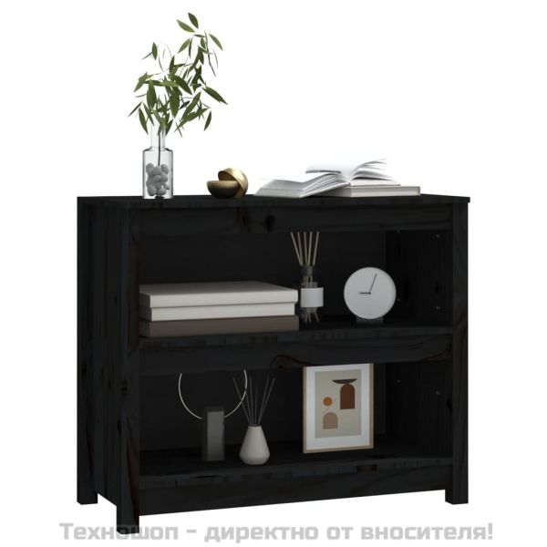 Библиотека, черна, 80x35x68 см, бор масив