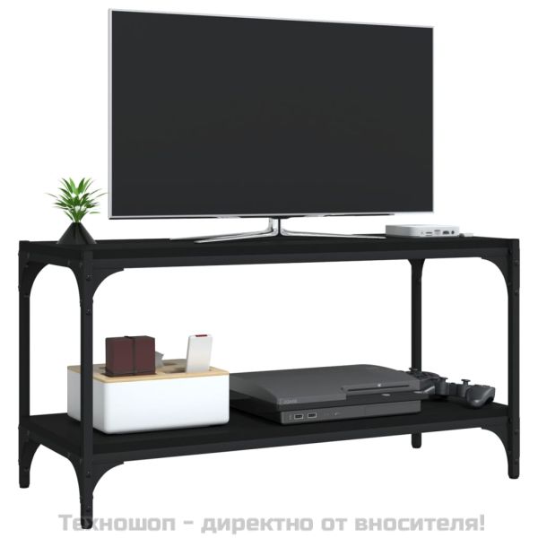 ТB шкаф, черен, 80x33x41 см, инженерно дърво и стомана