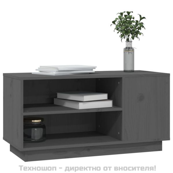ТВ шкаф, сив, 80x35x40,5 см, бор масив