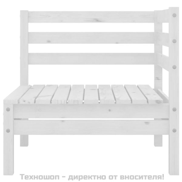 Градински лаундж комплект, 3 части, бор масив, бял