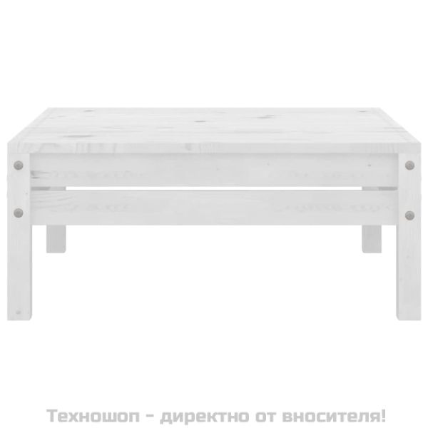 Градински лаундж комплект, 3 части, бор масив, бял