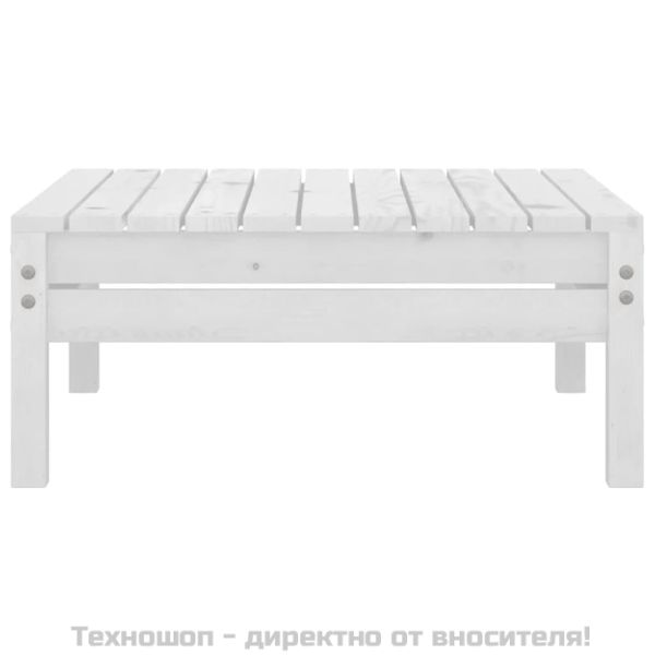 Градински лаундж комплект, 3 части, бор масив, бял