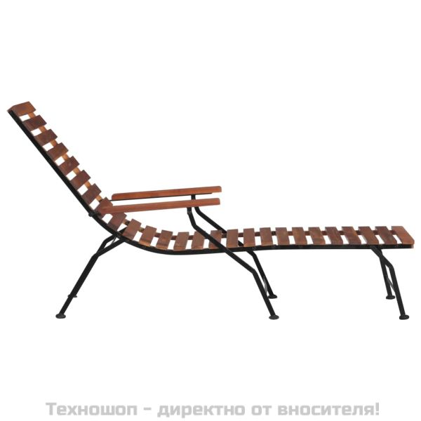 Градински стол тип шезлонг, акация масив