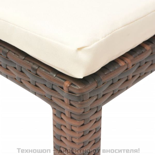 Шезлонг с шалте, кафяв полиратан