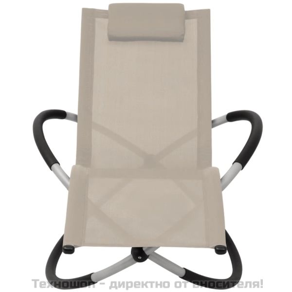 Външен геометричен шезлонг, стомана, кремав