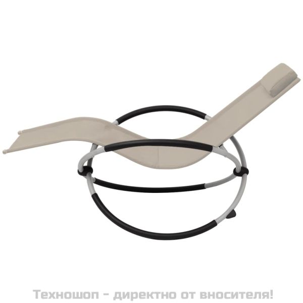 Външен геометричен шезлонг, стомана, кремав