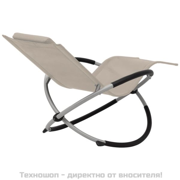 Външен геометричен шезлонг, стомана, кремав