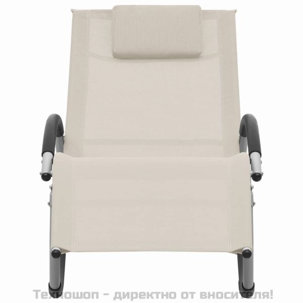 Шезлонг с възглавничка, кремав, textilene