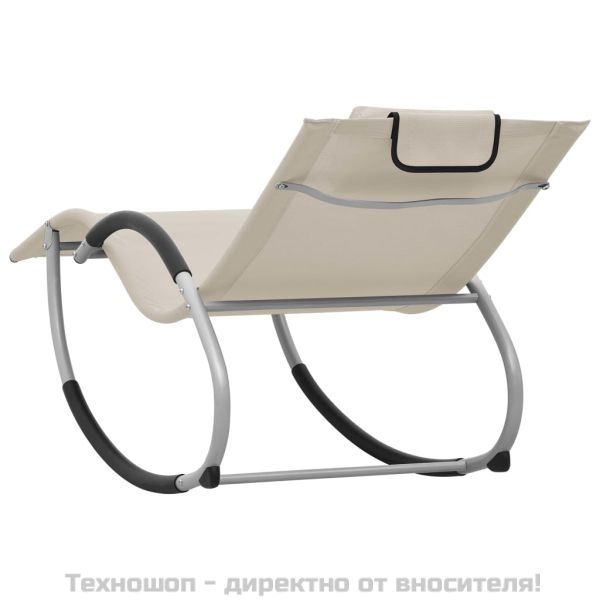 Шезлонг с възглавничка, кремав, textilene