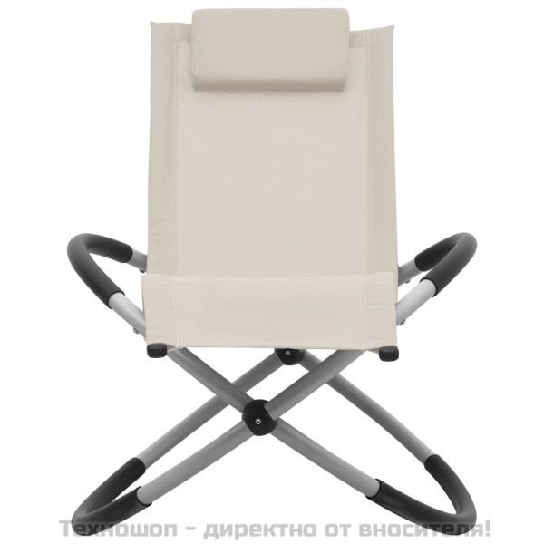 Шезлонг за деца, стомана, кремав