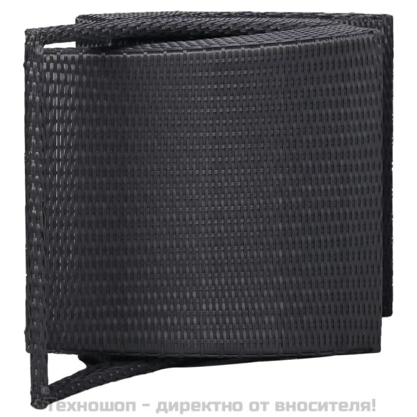 Шезлонг с шалте, полиратан, черен