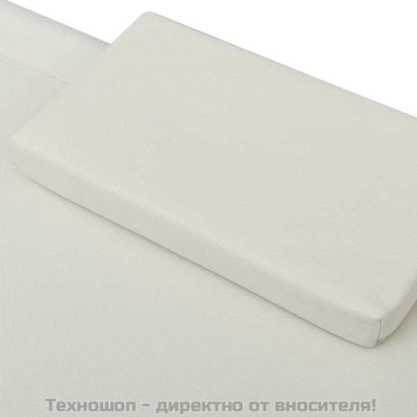 Лаундж легло за открито с навес и възглавница, кремавобяло