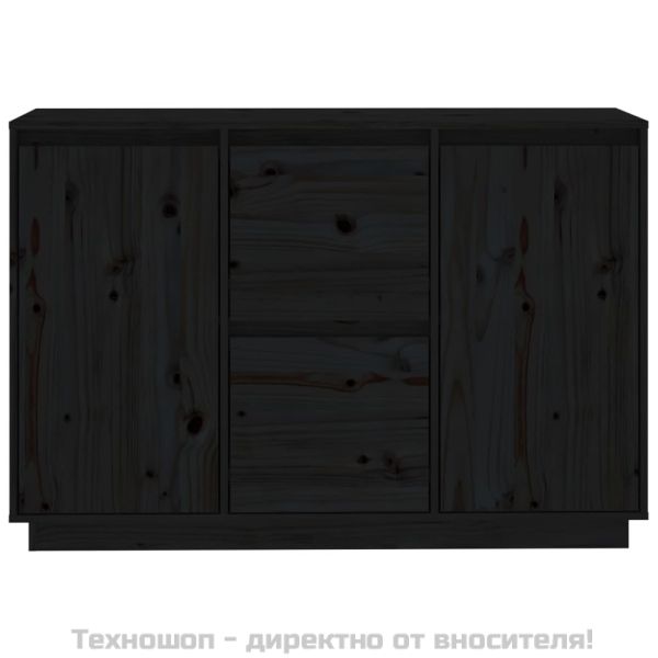 Сайдборд, черен, 111x34x75 см, бор масив