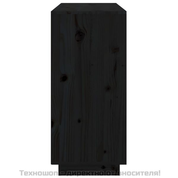 Сайдборд, черен, 111x34x75 см, бор масив