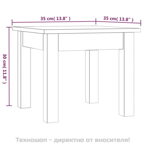 Кафе маса, сива, 35x35x30 см, борово дърво масив