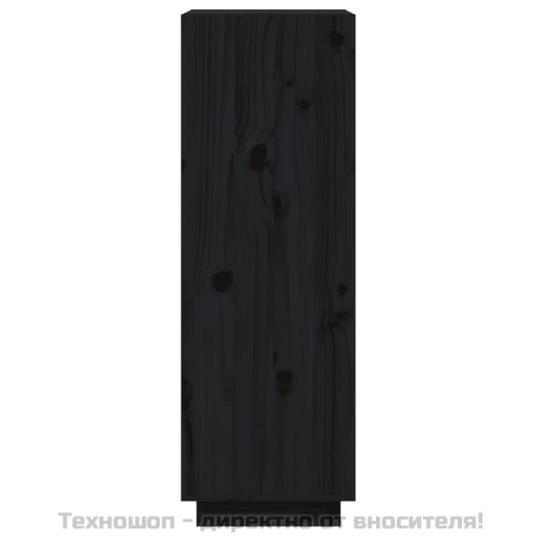 Библиотека/разделител за стая, черна, 60x35x103 см, бор масив