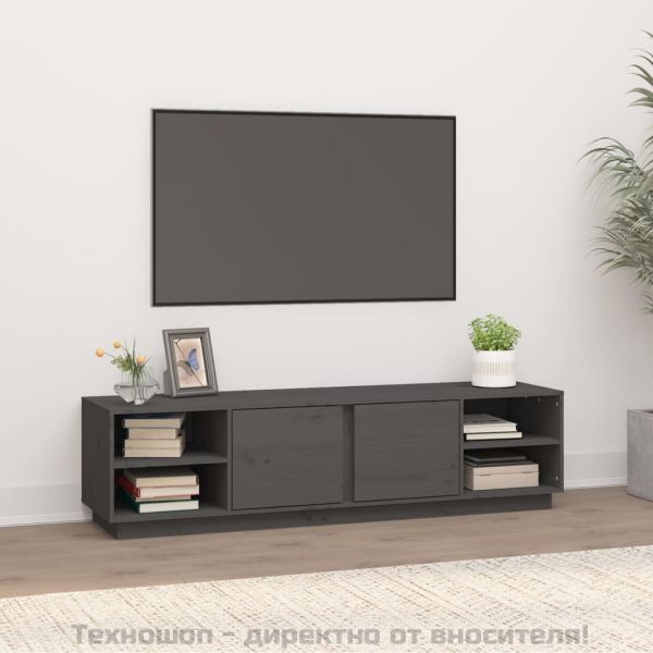 ТВ шкаф, сив, 156x40x40 см, бор масив