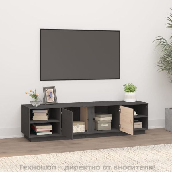 ТВ шкаф, сив, 156x40x40 см, бор масив