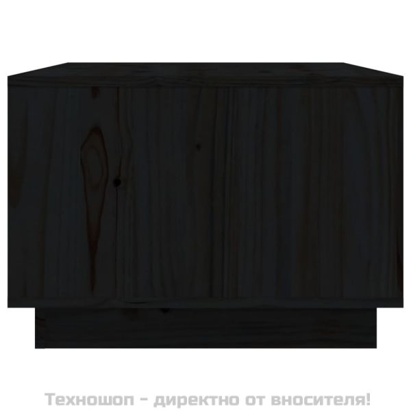 Кафе маса, черна, 80x50x35 см, борово дърво масив