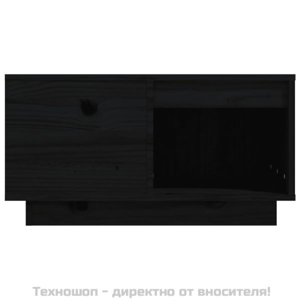 Кафе маса, черна, 60x61x32,5 см, борово дърво масив