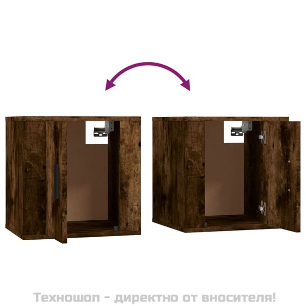 ТВ шкафове със стенен монтаж, 2 бр, опушен дъб, 40x34,5x40 см