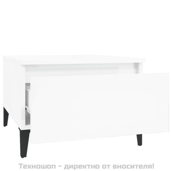 Странична маса, бял гланц, 50x46x35 см, инженерно дърво