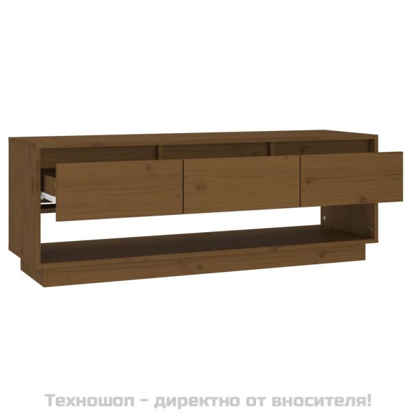 ТВ шкаф, меденокафяв, 110,5x34x40 см, бор масив