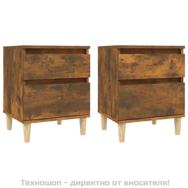 Нощни шкафчета 2 бр опушен дъб 40x35x50 см