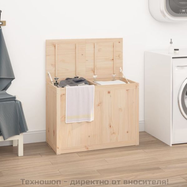 Кутия за пране, 88,5x44x66 см, борово дърво масив