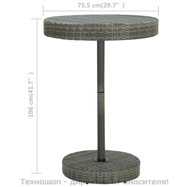 Градинска маса, сива, 75,5x106 см, полиратан