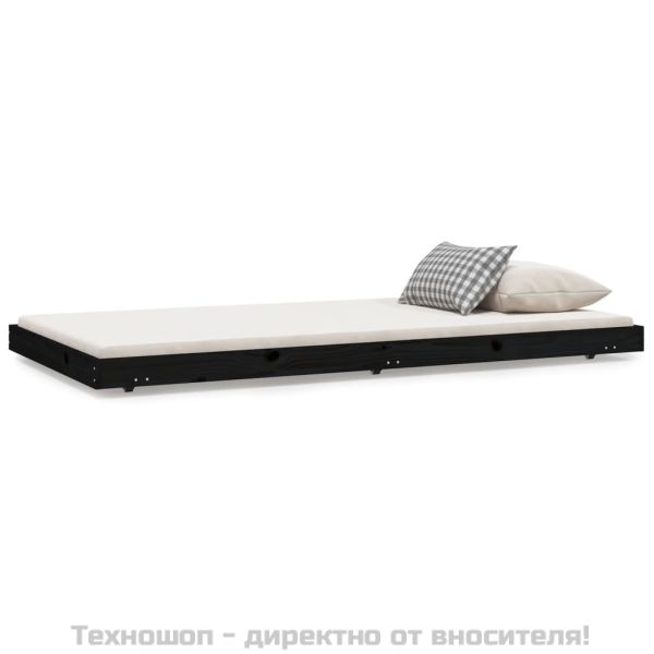 Рамка за легло, черно, 100x200 см, бор масив