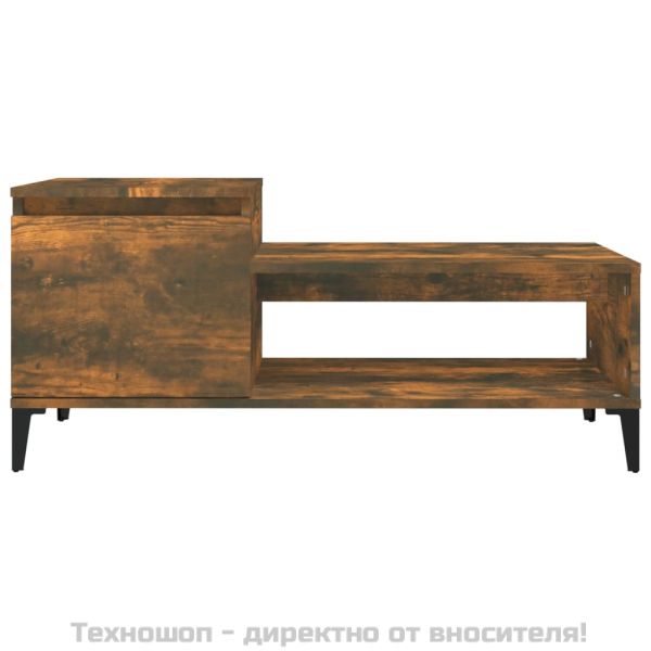 Кафе маса, опушен дъб, 100x50x45 см, инженерно дърво