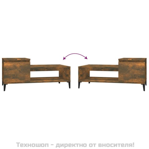 Кафе маса, опушен дъб, 100x50x45 см, инженерно дърво