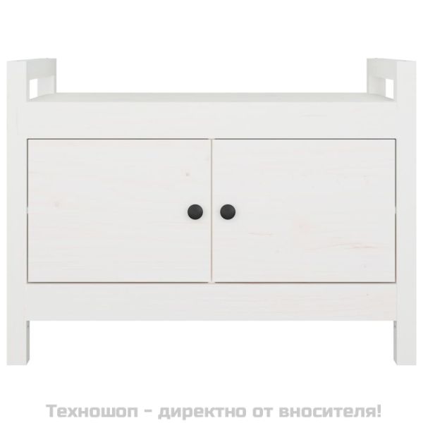 Пейка за антре, бяла, 80x40x60 см, борово дърво масив