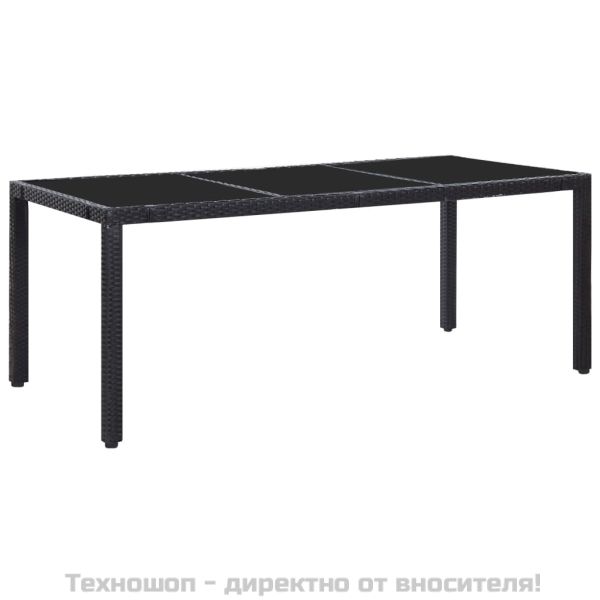 Градински комплект, 9 части, полиратан, черен