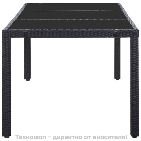 Градински комплект, 9 части, полиратан, черен