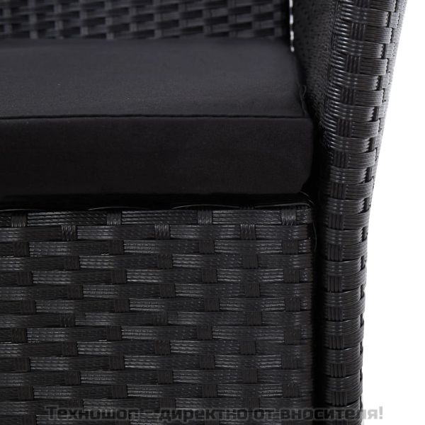 Градински комплект, 9 части, полиратан, черен