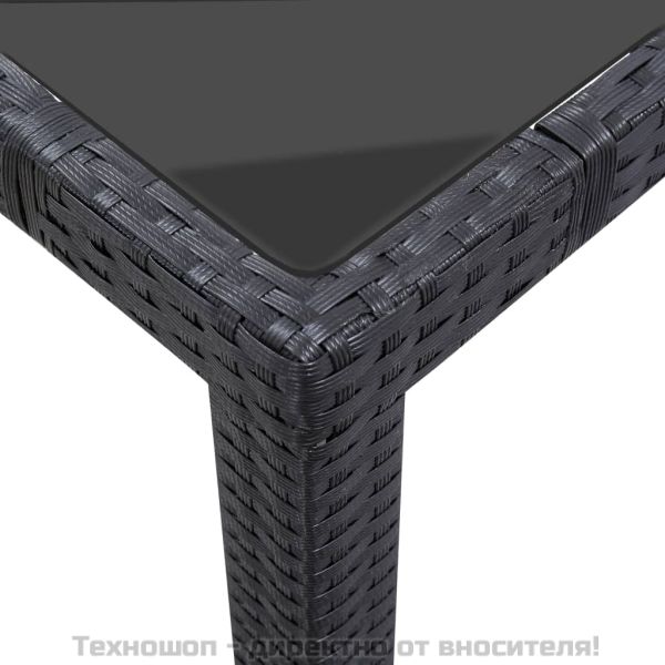 Градински комплект, 9 части, полиратан, черен