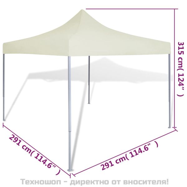 Сгъваема шатра, кремава, 3х3 м