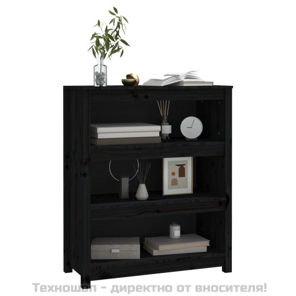 Библиотека, черна, 80x35x97 см, бор масив