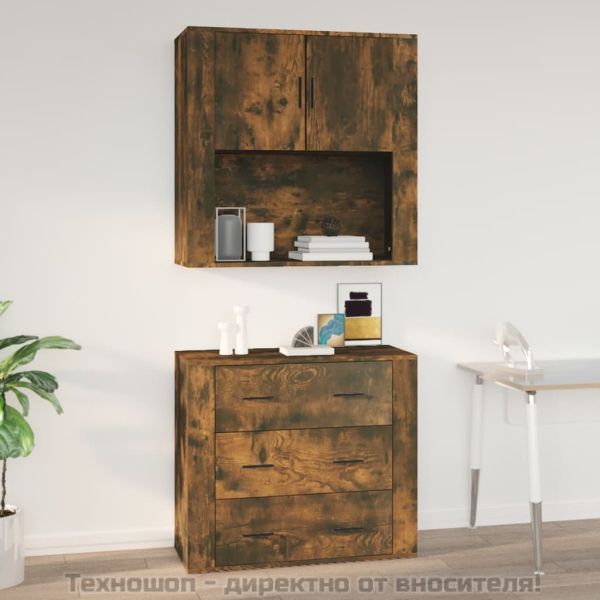 Стенен шкаф, опушен дъб, 80x33x80 см, инженерно дърво