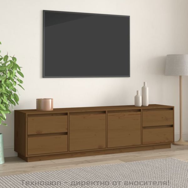 ТВ шкаф, меденокафяв, 176x37x47,5 см, бор масив