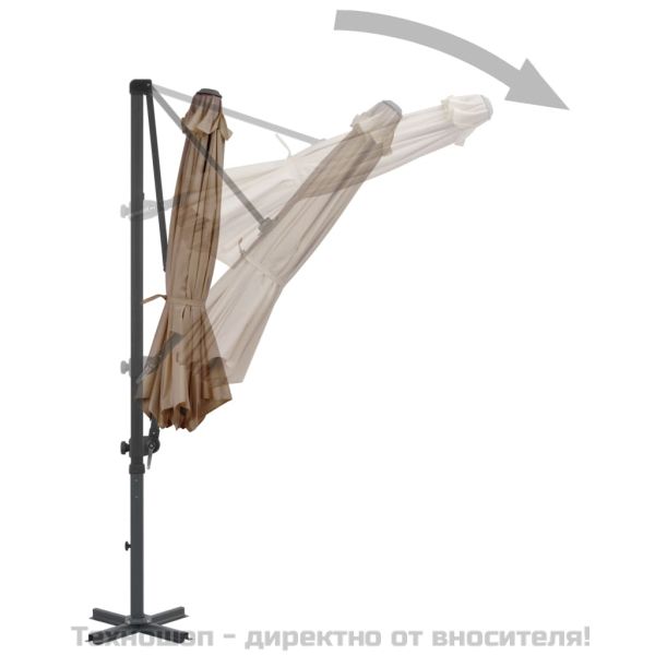 Конзолен градински чадър с алуминиев прът, таупе, 300 см