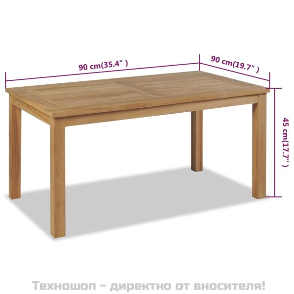 Маса за кафе тиково дърво 90x50x45 см