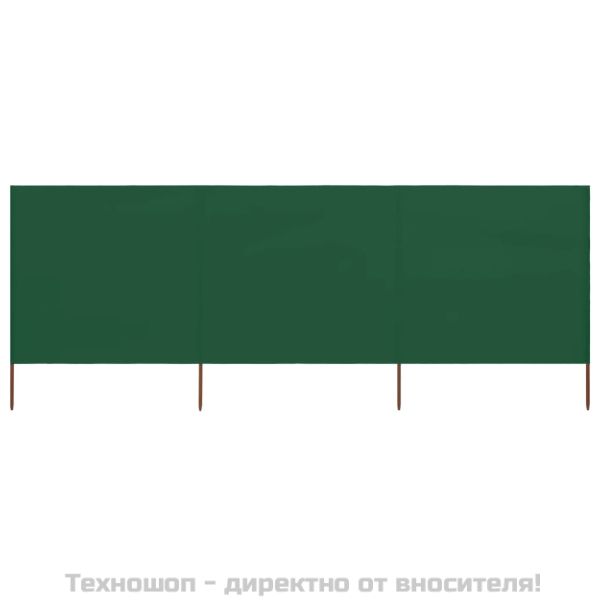 Параван против вятър от 3 панела, текстил, 400x80 см, зелен