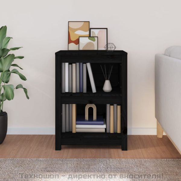 Библиотека, черна, 50x35x68 см, бор масив