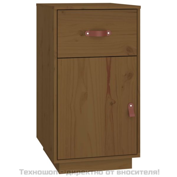 Шкаф за бюро, меденокафяв, 40x50x75 см, борово дърво масив