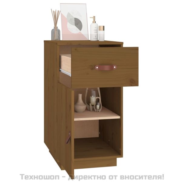 Шкаф за бюро, меденокафяв, 40x50x75 см, борово дърво масив